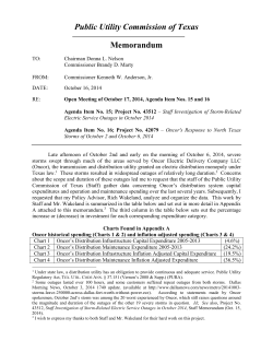 Oncor's Distribution Expenditures Analysis 2005-2013 - October 17, 2014