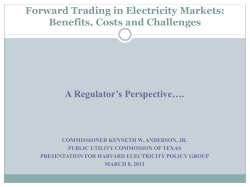 Harvard Electricity Policy Group Presentation - Forward Trading in Electricity Markets: Benefits, Costs and Challenges - March 8, 2013