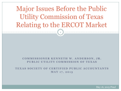 Texas Society of CPAs Presentation - Major Issues Before the Public Utility Commission of Texas Relating to the ERCOT Market - May 17, 2013