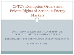 CFTC Exemption Order and the ERCOT Market - October 28, 2015