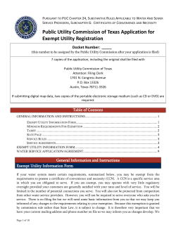 Application for an Exempt Utility Registration