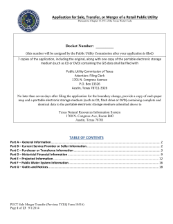 Application for Sale, Transfer, or Merger of a Retail Public Utility
