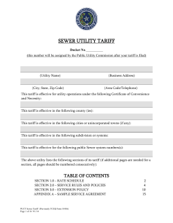 Sewer Utility Tariff Form