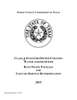 Class A Water/Sewer Utility Rate Filing Package
