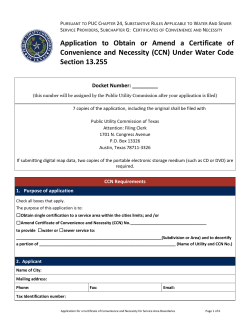 Application to Obtain or Amend a Certificate of Convenience and Necessity Under Water Code Section 13.255