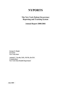 "The New York Patient Occurrence Reporting and Tracking System Annual Report 2000/2001"
