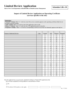 Schedule LRA 10 Impact of Limited Review Application on Operating Certificate(services specific to the site) (DOC, 150KB)