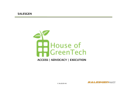 Export av greentech till Nordamerika Henry Olsson, Salesgen-House of Greentech