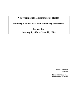 January 1, 2006 &ndash; June 30, 2008 Advisory Council on Lead Poisoning Prevention Report
