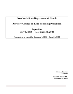 July 1, 2008 &ndash; December 31, 2008 Advisory Council on Lead Poisoning Prevention Report