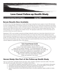 "Love Canal Follow-Up Health Study, Spring 2006"
