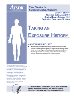TCE Trichloroethylene (TCE) Toxicity and Taking an Environmental Exposure History Case Studies