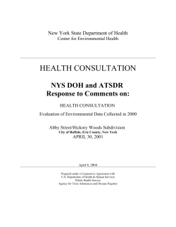 Health Consultation: NYSDOH and ATSDR Repsponse to Comments