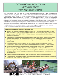 Occupational Fatalities in NYS: 2005 and 2006 update