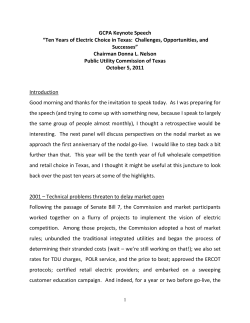 GCPA Keynote Speech - Ten Years of Electric Choice in Texas: Challenges, Opportunities, and Successes