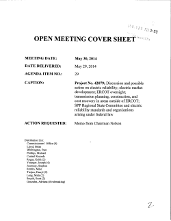 Memo Regarding ERCOT Planning and System Costs Associated with Renewable Resources