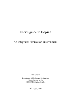 HOPSAN Classic User s Guide