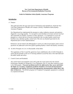 Guide for Radiation Safety/Quality Assurance Programs