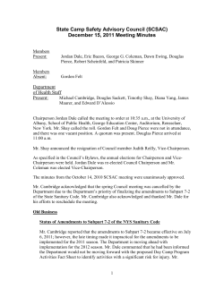 State Camp Safety Advisory Council Meeting Minutes