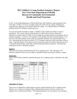 2011 Children's Camp Incident Summary Report