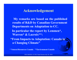 Canadian Initiatives to Adapting to Climate Change and Extreme Weather
