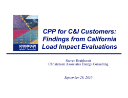 CPP for C I Customers: Findings from California Load Impact Evaluations