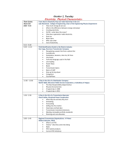 October 2, The Physical Nature of Electricity-Making, Moving and Metering