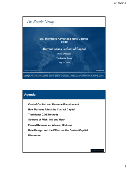 Current Issues in Cost of Capital