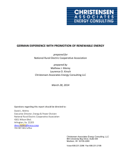 German Experience with Promotion of Renewable Energy