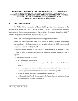 PUCT Comments to EPA on Proposed CO2 Emission Guidelines for Existing Generating Units