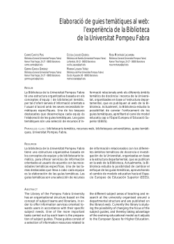 "Elaboraci de guies tem tiques al web: l'experi ncia de la Biblioteca de la Universitat Pompeu Fabra"