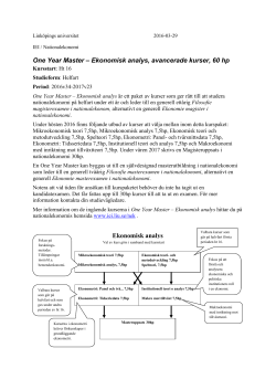 Mer information om Ekonomisk Analys