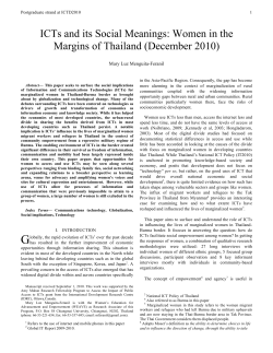 "ICTs and its Social Meanings: Women in the Margins of Thailand"