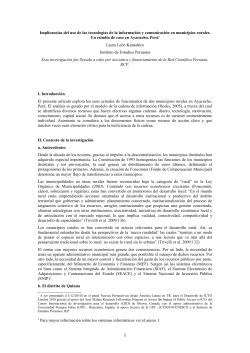 "Implicancias del uso de las tecnolog as de la informaci n y comunicaci n en municipios rurales. Un estudio de caso en Ayacucho, Per ",