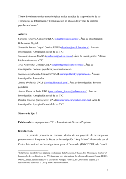 "Problemas te rico-metodol gicos en los estudios de la apropiaci n de las tecnolog as de la informaci n y comunicaci n en el caso de j venes de sectores populares urbanos".