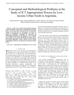 "Conceptual and Methodological Problems in the Study of ICT Appropriation Process by Low- income Urban Youth in Argentina",