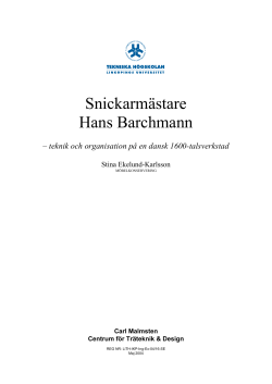 Snickarm stare Hans Barchmann: teknik och organisation p en dansk 1600-tals verkstad