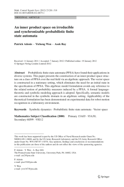 An inner product space on irreducible and synchronizable probabilistic finite state automata