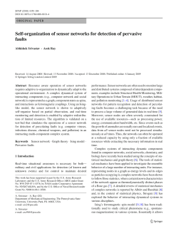 Self-organization of Sensor Networks for Detection of Pervasive Faults