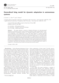 Generalized Ising Model for Dynamic Adaptation in Autonomous Systems