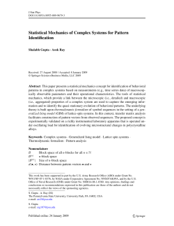 Statistical Mechanics of Complex Systems for Pattern Identification