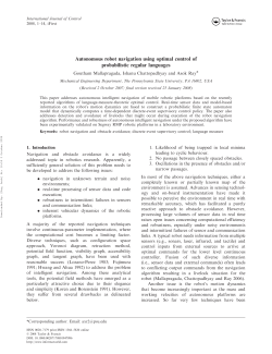 Autonomous Robot Navigation Using Optimal Control of Probabilistic Regular Languages