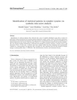 Identification of Statistical Patterns in Complex Systems via Symbolic Time Series Analysis,