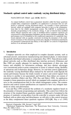 Stochastic Optimal Control under Randomly Varying Delays,