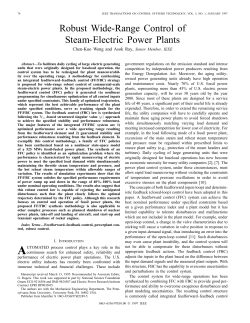 Robust Wide Range Control of Steam-Electric Power Plants