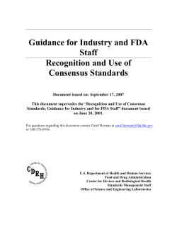 Guidance Document - Recognition and Use of Consensus Standards