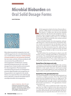 Microbial Bioburden on Oral Solid Dosage Forms