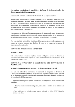 Normativa acad mica de dep sito y defensa de tesis doctorales