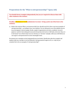 Instruction for assignments related to the What is entrepreneurship