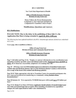 Modifications to RFA, Questions and Answers